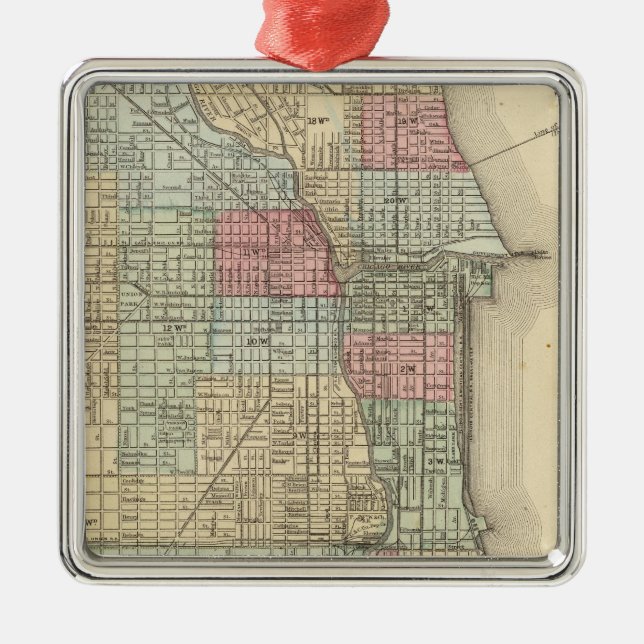 Ornamento De Metal Mapa de Chicago por Mitchell (Frente)