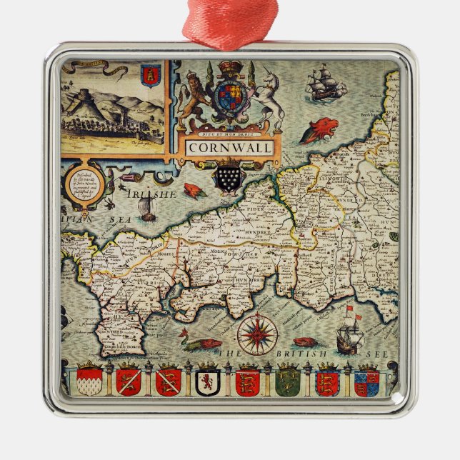 Ornamento De Metal Mapa de Cornualha (Frente)