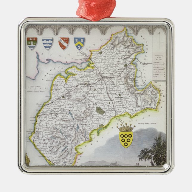Ornamento De Metal Mapa de Cumberland, 'do inglês de Moule (Frente)