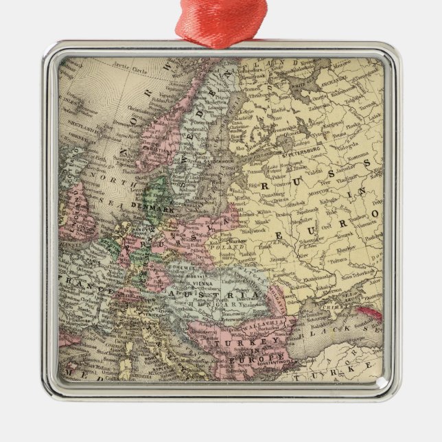 Ornamento De Metal Mapa de Europa por Mitchell (Frente)