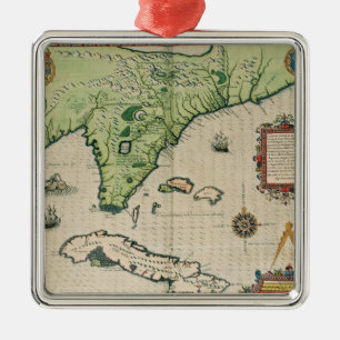 Ornamento De Metal Mapa de Florida, 'de Narratio Brevis