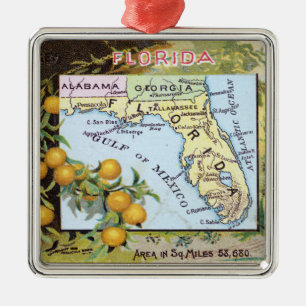 Ornamento De Metal Mapa de Florida do vintage