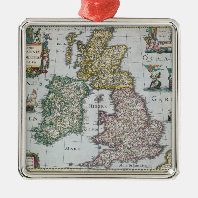 Ornamento De Metal Mapa de Grâ Bretanha | 1631 (Frente)