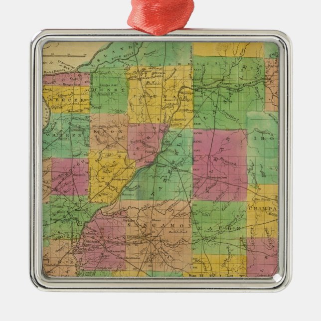 Ornamento De Metal Mapa de Illinois (Frente)