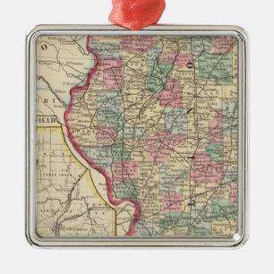 Ornamento De Metal Mapa de Illinois por Mitchell