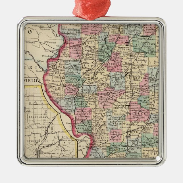 Ornamento De Metal Mapa de Illinois por Mitchell (Frente)