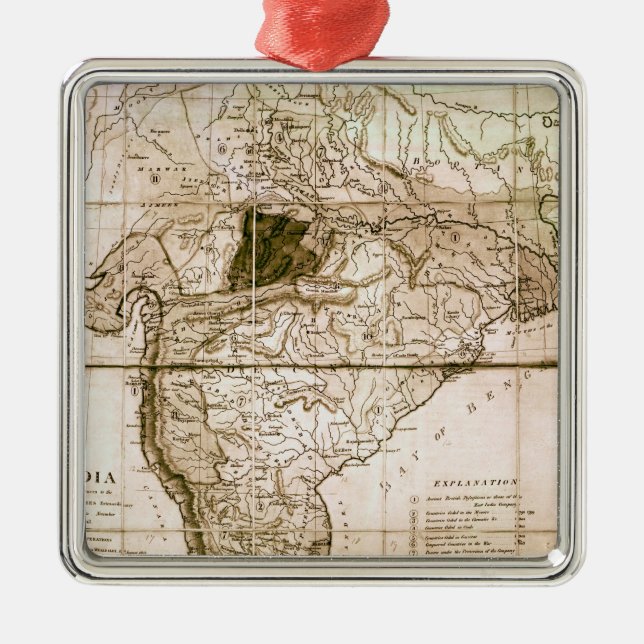 Ornamento De Metal Mapa de India, 1803 (Frente)