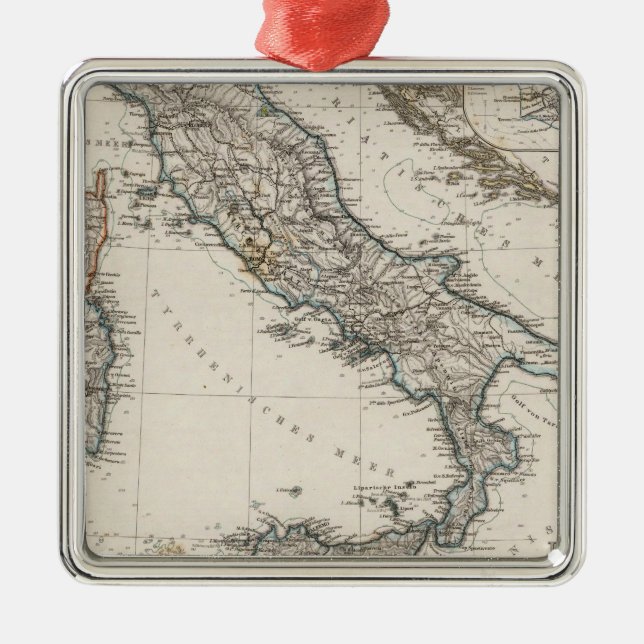 Ornamento De Metal Mapa de Italia por Stieler (Frente)