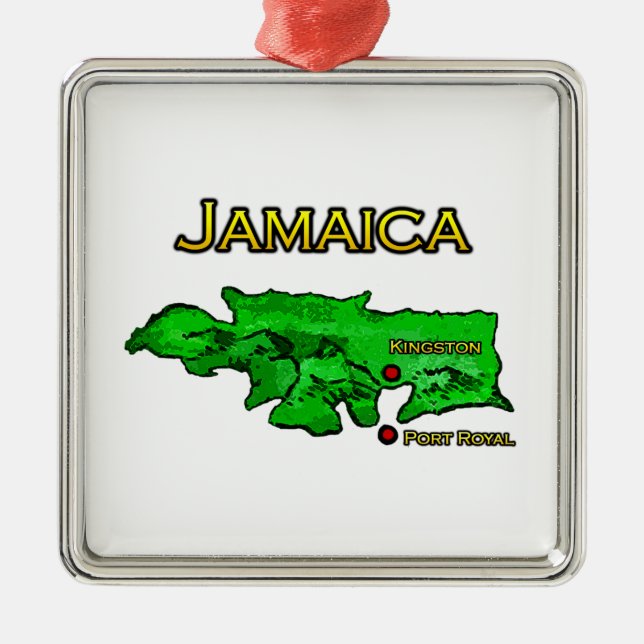 Ornamento De Metal Mapa de Jamaica (verde-amarelo-preto) (Frente)