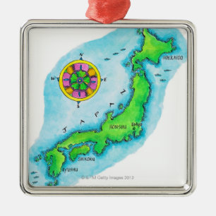 Ornamento De Metal Mapa de Japão