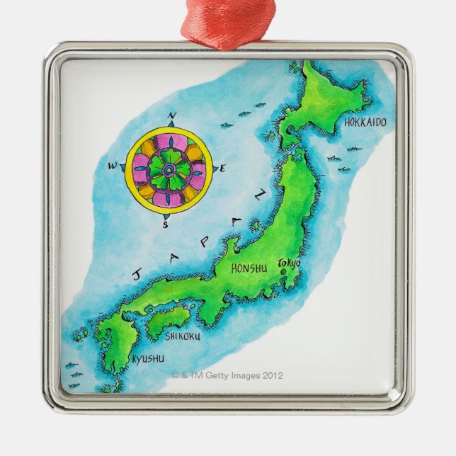 Ornamento De Metal Mapa de Japão (Frente)