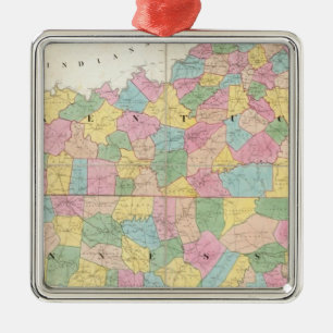 Ornamento De Metal Mapa de Kentucky e Tennessee