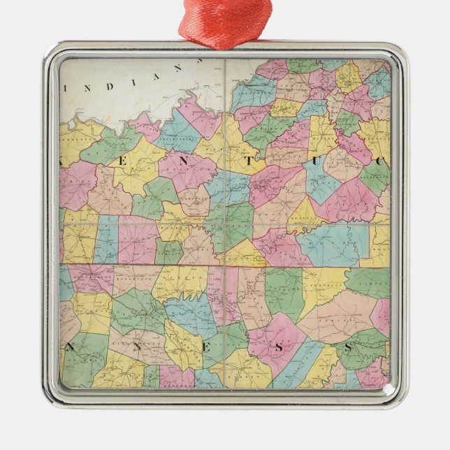 Ornamento De Metal Mapa de Kentucky e Tennessee (Frente)