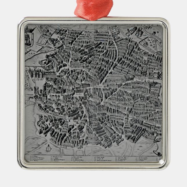 Ornamento De Metal Mapa de Madrid (Frente)