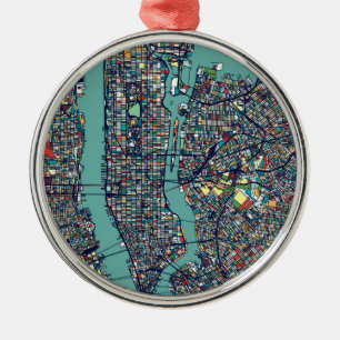 Ornamento De Metal Mapa de Manhattan New York