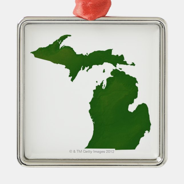 Ornamento De Metal Mapa de Michigan (Frente)