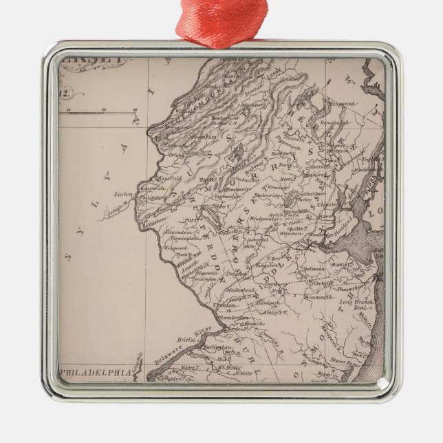 Ornamento De Metal Mapa de New-jersey, 1812 (Frente)