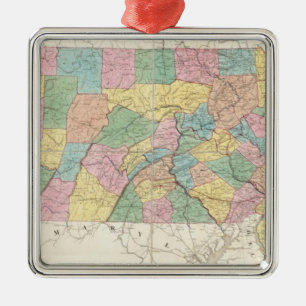Ornamento De Metal Mapa de New-jersey e de Pensilvânia