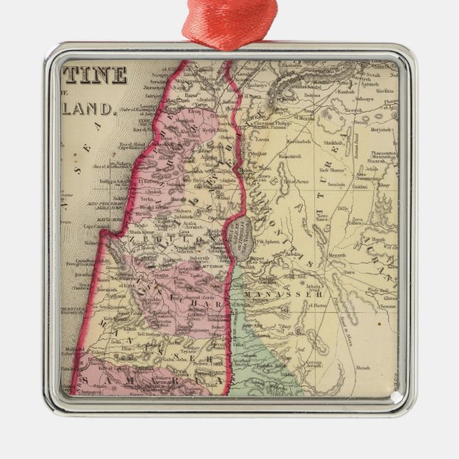 Ornamento De Metal Mapa de Palestina, Jerusalem por Mitchell (Frente)