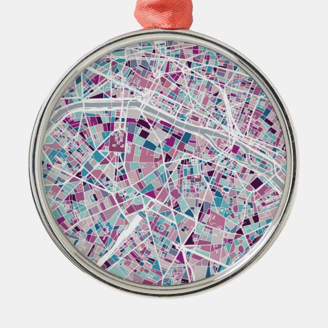 Ornamento De Metal Mapa de Paris France (Frente)