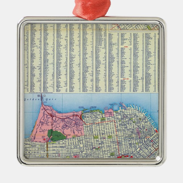 Ornamento De Metal Mapa de ruas de San Francisco (Frente)