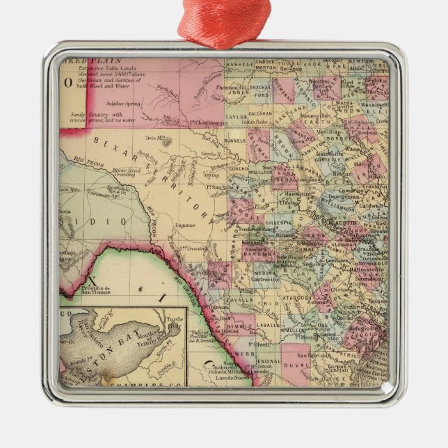 Ornamento De Metal Mapa de Texas por Mitchell (Frente)