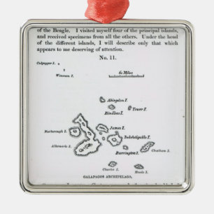 Ornamento De Metal Mapa do arquipélago de Galápagos, 1844