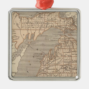 Ornamento De Metal Mapa do Atlas Michigan