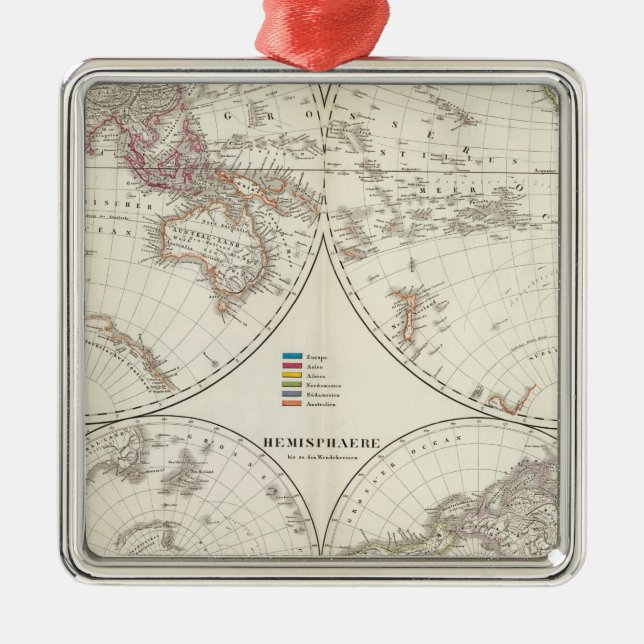 Ornamento De Metal Mapa do Atlas Planiglob der Erde (Frente)