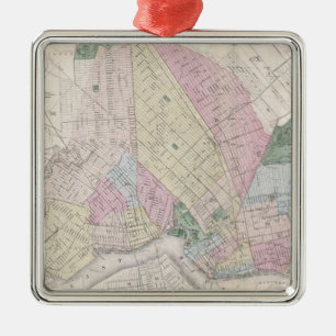 Ornamento De Metal Mapa do Brooklyn (1873)