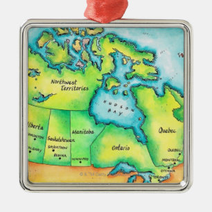 Ornamento De Metal Mapa do Canadá
