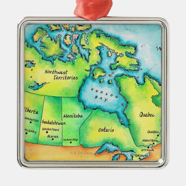 Ornamento De Metal Mapa do Canadá (Frente)