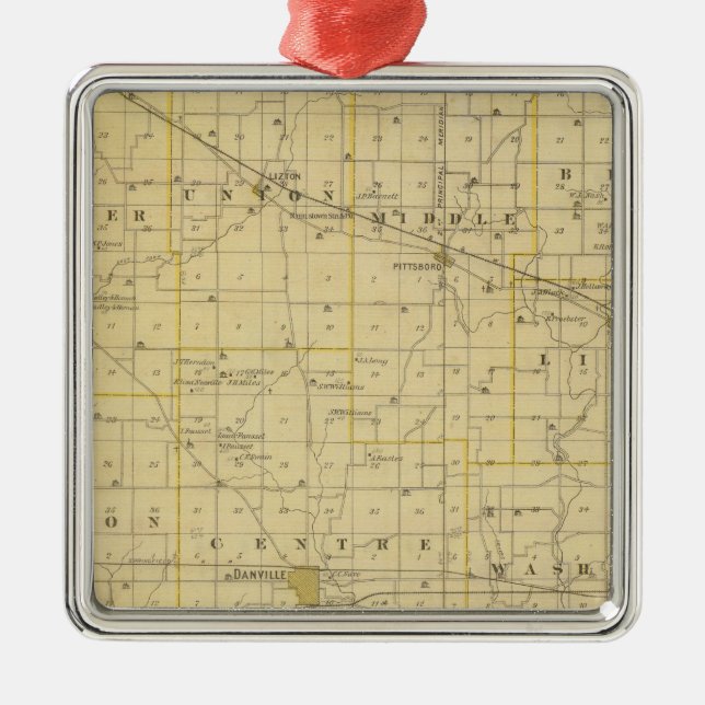 Ornamento De Metal Mapa do condado de Hendricks (Frente)