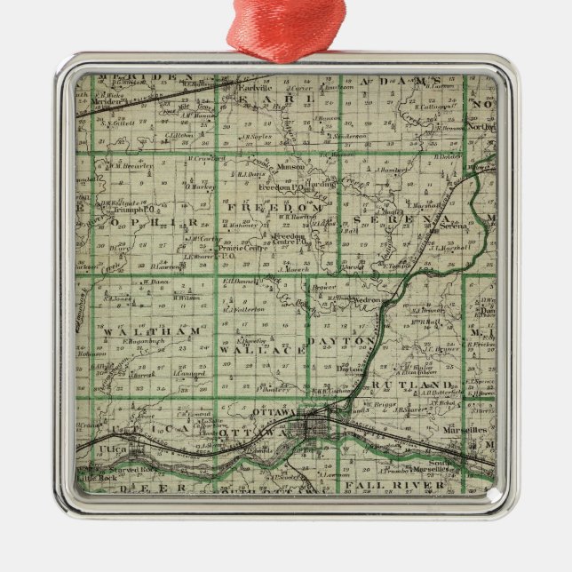 Ornamento De Metal Mapa do Condado de La Salle (Frente)