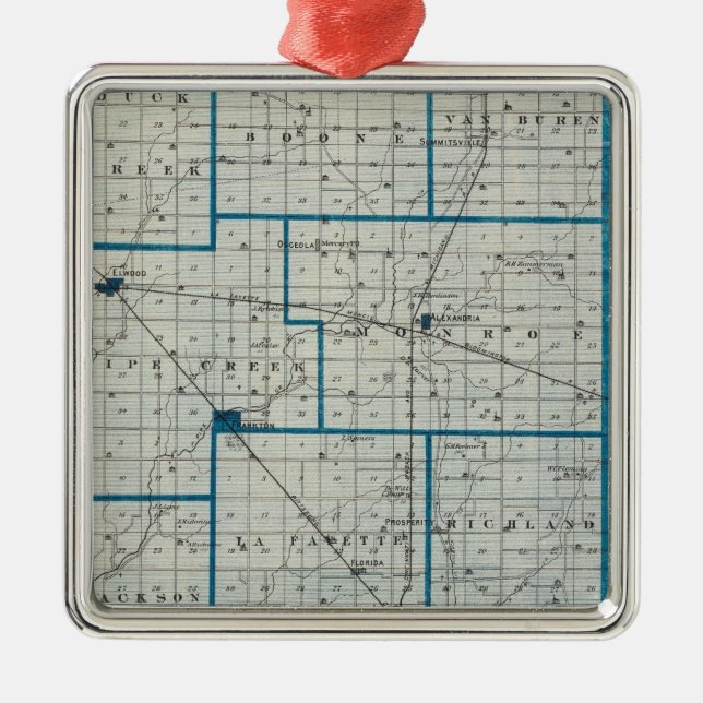 Ornamento De Metal Mapa do Condado de Madison (Frente)
