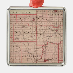 Ornamento De Metal Mapa do Condado de Morgan com Mooresville