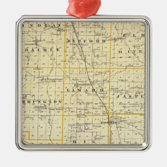 Ornamento De Metal Mapa do Condado de Wayne (Frente)