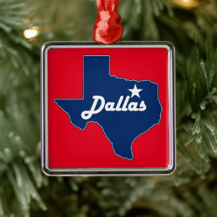 Ornamento De Metal Mapa do Estado de Dallas Texas Lone Star Texan