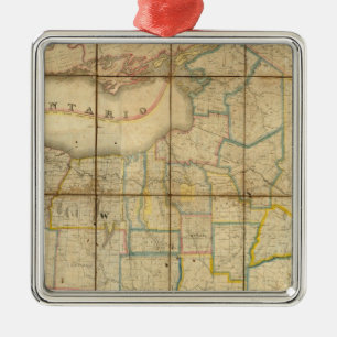 Ornamento De Metal Mapa do estado de New York