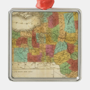 Ornamento De Metal Mapa do estado de New York