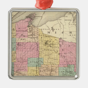 Ornamento De Metal Mapa do Estado de Wisconsin