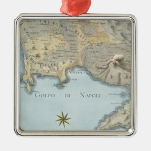 Ornamento De Metal Mapa do golfo de Nápoles e de arredores