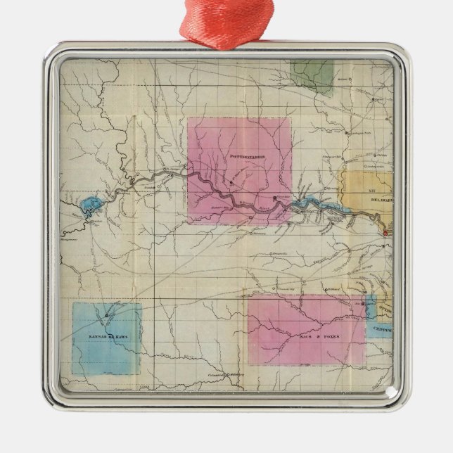 Ornamento De Metal Mapa do Kansas Oriental (Frente)