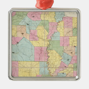 Ornamento De Metal Mapa do Mississippi, Louisiana e Arkansas