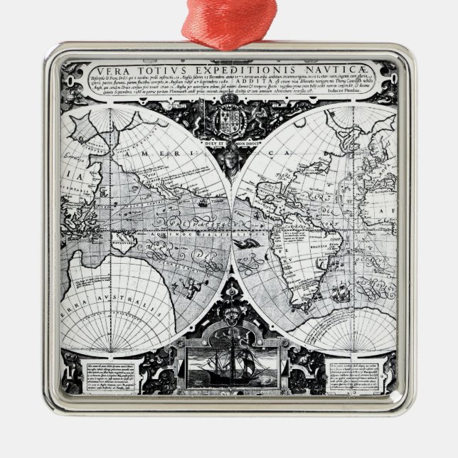 Ornamento De Metal Mapa do mundo (Frente)