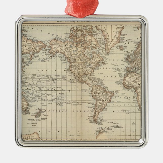 Ornamento De Metal Mapa do mundo 2 (Frente)