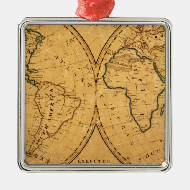Ornamento De Metal Mapa do mundo 5 (Frente)