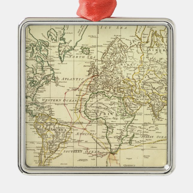 Ornamento De Metal Mapa do mundo 5 (Frente)