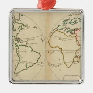Ornamento De Metal Mapa do mundo com trópicos