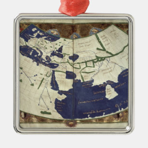 Ornamento De Metal Mapa do mundo conhecido, 'de Geographia
